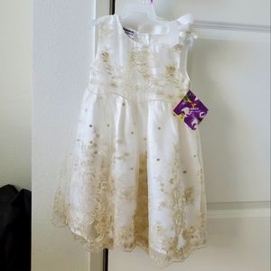 3T White and Gold Special Occasion Dress